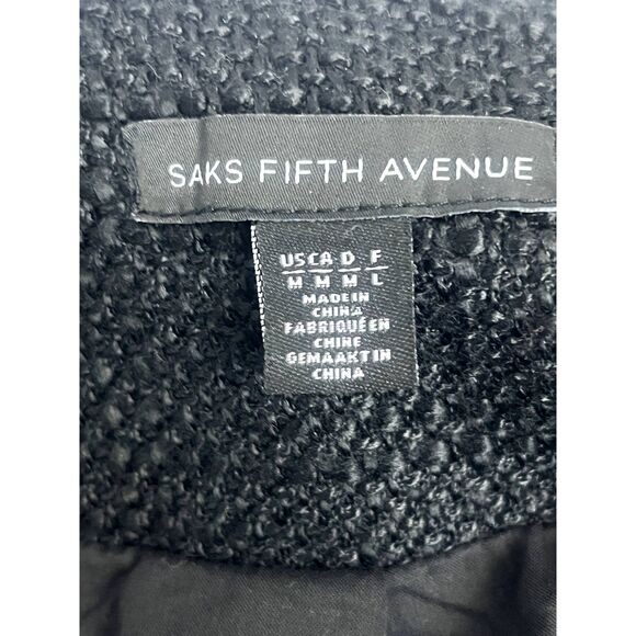 Saks Fifth Avenue Black Tweed Open Front Jacket Transitional Blazer sz M Formal - Picture 8 of 11